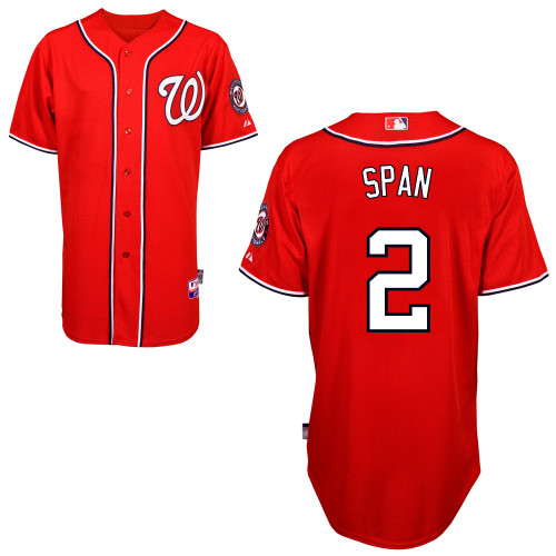 Denard Span #2 MLB Jersey-Washington Nationals Men's Authentic Alternate 1 Red Cool Base Baseball Jersey